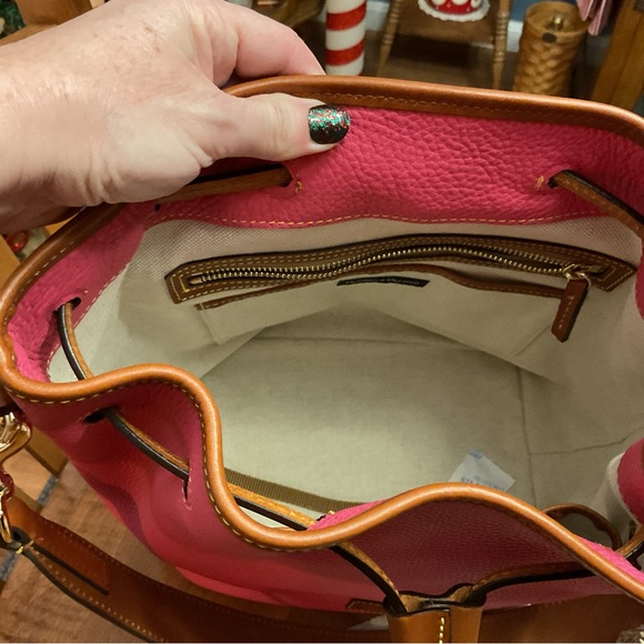 Dooney & Bourke Hot Pink Leather Drawstring Bucket Bag NEW - Picture 6 of 8